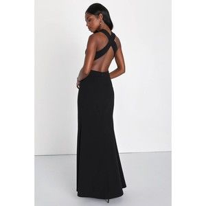 🧺Lulus Black Cross Back V-Neck Evening Gown Maxi Dress, size S